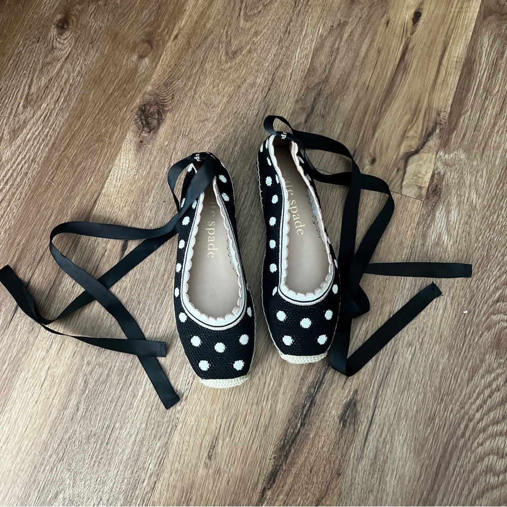 Kate Spade Black Polka Dot Espadrille Flats Knottingham
